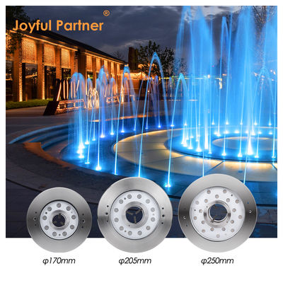 Lumières de fontaine à jet d'eau LED extérieures étanches en acier inoxydable RGB DMX anneau rond