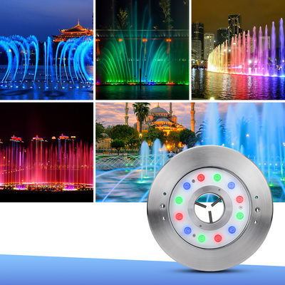 Lumière LED à fontaine de couleur RGB largement utilisée Buse en acier inoxydable 316 DC24 Volts Avec certificat CE