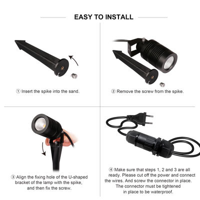 COB Éclairage de paysage réglable 10W 24V ou 100~240VAC RGBW Corps en aluminium 4in1 Pour le chemin de la cour