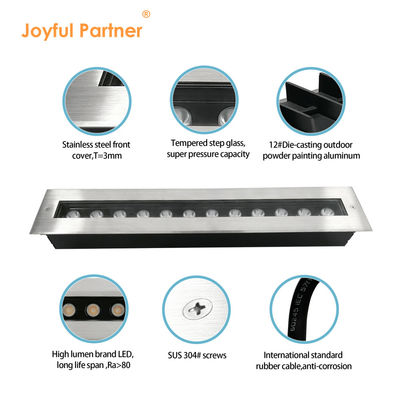 Projecteur LED enterré 12W 24W, utilisé comme lave-mur, longueur 500MM, couvercle avant en acier inoxydable