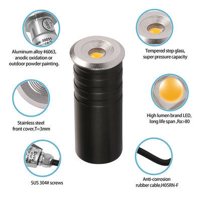 Mini IP67 1W CREE XPE LED Unique couleur lumière souterraine extérieure lampe enterrée