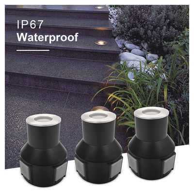 Lumière d'enterrement à LED en acier inoxydable 316 1w 2w 3w DC 24v avec boîte arrière en plastique pour l'aménagement paysager