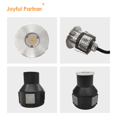 Lumière souterraine IP67 en retrait basse tension 1W 3W 3000K DC24v Forme carrée ronde avec couverture avant en acier inoxydable