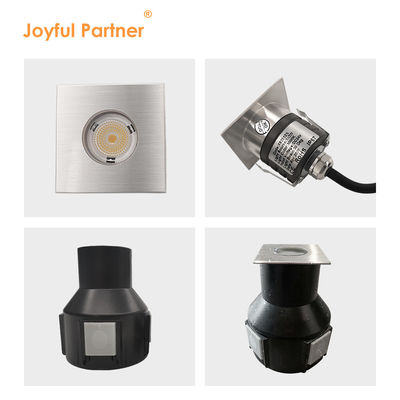 Lumière souterraine IP67 en retrait basse tension 1W 3W 3000K DC24v Forme carrée ronde avec couverture avant en acier inoxydable