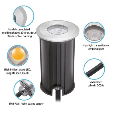 1W IP68 étanche à l'eau lumières sous-marines 316SS 12V 24V LED lumières de piscine 2700k - 6500k
