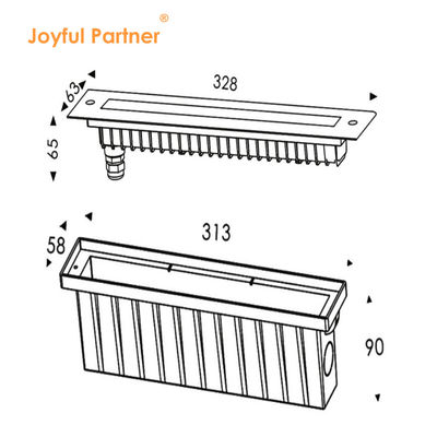 LED linéaire de piscine RGB 12W DMX 512 en acier inoxydable 316 pour cascade
