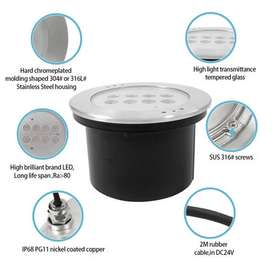 316 Lumière sous-marine en acier inoxydable RGBW 4 en 1 40W DC24V LED