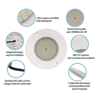 6W LED PAR56 éclairage de piscine ultra mince matériau PC murale