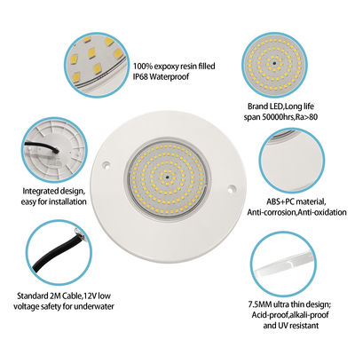 Lumière de piscine LED sous-marine PAR56 6W AC12V Ultra Thin H=7.5mm 10W 18W 25W 35W RF à distance