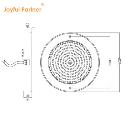 IP68 Lumière LED de table de piscine 12V 230MM Monture de surface Lumière sous-marine