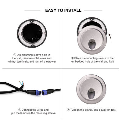 Lumière LED extérieure à mur en retrait IP65 Lumières LED en aluminium imperméable pour les escaliers