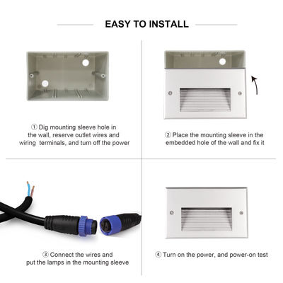 COB 8W Intérieur extérieur rétractable LED pas à pas de lumière IP65 Projet d'installation imperméable à l'eau