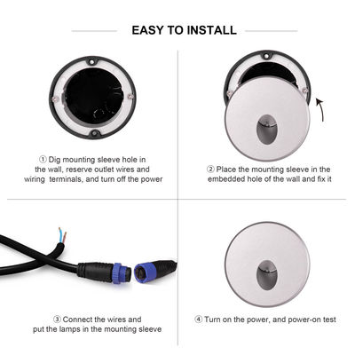 Mini-lumière LED à mur en retrait Éclairage réglable d'escalier Éclairage de marche AC12V Mouture sous pression LED en aluminium Cree 2700k 3000k 4000k 5000k