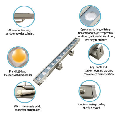 Couleur en aluminium 18W LED Lumières de lave-vaisselle extérieures étanches Lumière linéaire