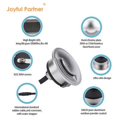 2W IP67 LED Lumières extérieures ultra minces de diamètre 55 mm SMD LED Walkover avec boîtier en aluminium