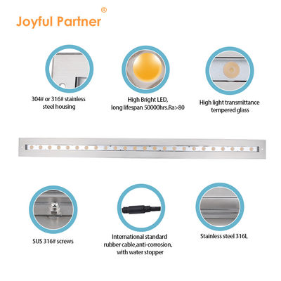 Lumière à barre linéaire IP68 extérieure imperméable à l'eau en acier inoxydable DMX512 RGB+3000k Lumière sous-marine
