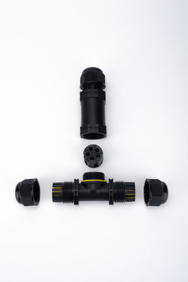 IP68 connecteur étanche à l'eau de type T 3 canaux 3 pôles connecteur de câble extérieur