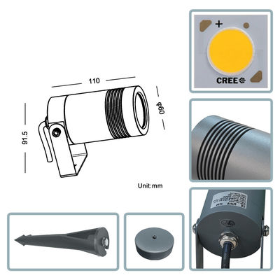 IP65 Lumière de paysage LED 10W 2700k 3000k Lampe architecturale Fecade Éclairage de jardin avec base ou point