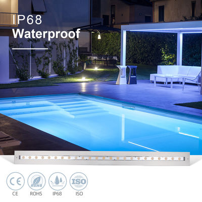 Lampe de piscine sous-marine linéaire IP68 48W RGB en acier inoxydable 316