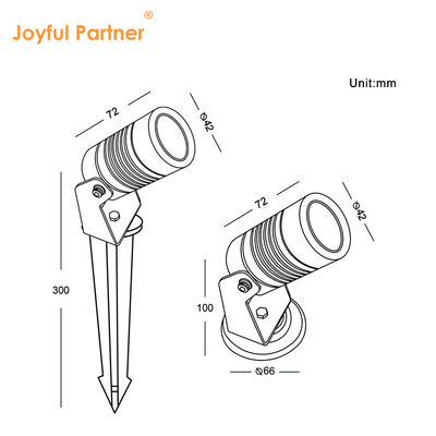 Éclairage extérieur Petit projecteur de jardin LED avec base de montage en spire ou en aluminium