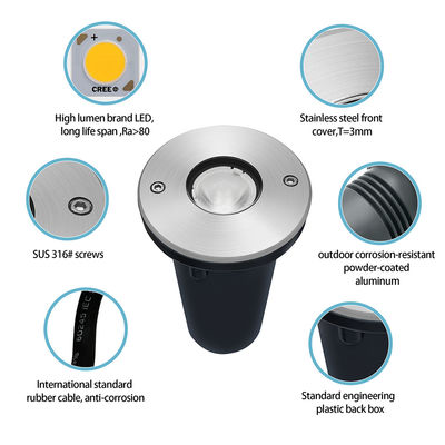 Éclairage de paysage extérieur souterrain DC12V-24V étanche IP67 en acier inoxydable
