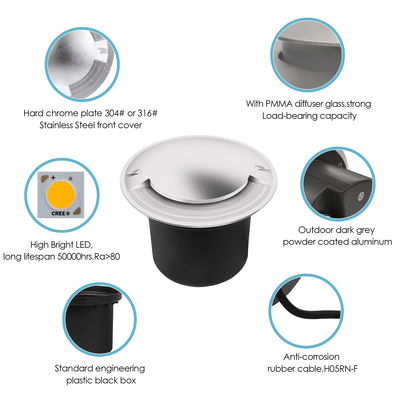 Lumière souterraine en acier inoxydable Capacité de charge élevée AC 100-240V IP67 imperméable à l'eau pour le chemin de jardin