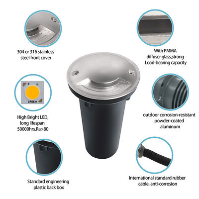 Un Deux Quatre Façons Facile à assembler étanche à l'eau 220V CREE COB LED IP67 LED Mini jardin éclairage souterrain