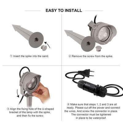 3W 6W RGB IP67 imperméable à l'eau DC12V 24V Réflecteur optique LED Plastic Spike Spot Light Pour les arbres de jardin