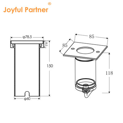 Lumières LED enterrées sous terre 6W COB LED 85*85MM Noir Logement en aluminium Carré Forme Pour les jardins extérieurs de patio