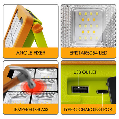 IP65 étanche à l'eau LED lumière solaire de travail 5054 Epistar LED 1000LM Avec 7500mAh batterie rechargeable