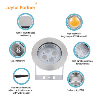 12W 16W Lumière de fontaine en acier inoxydable imperméable à l'eau sous-marine LED