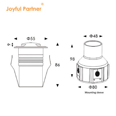 SS316 imperméable à l'eau Un Deux Quatre Vue Latérale 3W LED mono couleur Paysage Lumière Souterraine Avec Certification CE ROHS