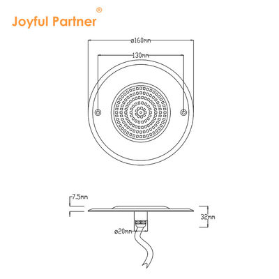 Lumières LED immersibles pour piscine IP68 entièrement scellées étanches à l'eau en une seule couleur DIA160*H7.5mm avec certification CE