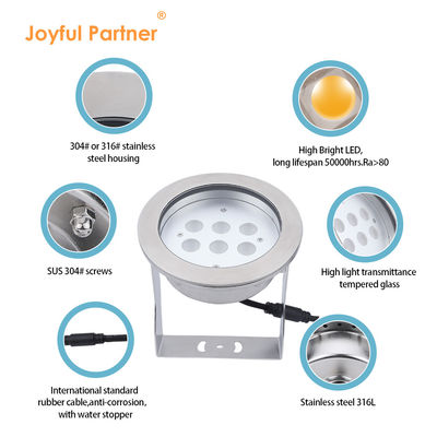 IP68 projecteur imperméable à l'eau sous-marin 316L en acier inoxydable DMX512 RGB / RGBW 4in1 LED DC12V/24V