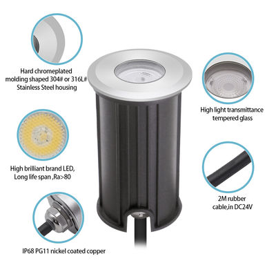 1W 2W Piscine lumière sous-marine IP68 rétractée LED lumières enfouies