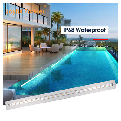 IP68 Lumière sous-marine linéaire en acier inoxydable 316 24W LED DALI Dimmable avec manchon de montage en plastique