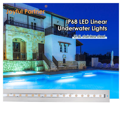 IP68 Lumière sous-marine linéaire en acier inoxydable 316 24W LED DALI Dimmable avec manchon de montage en plastique