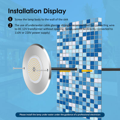 Lumière de piscine LED DIA160MM*32MM AC12V 316 en acier inoxydable avec contrôleur RGB