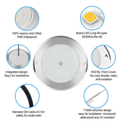 SUS316 Couverture montée IP68 DC12V 3000K LED sous-marin SPA étang éclairage