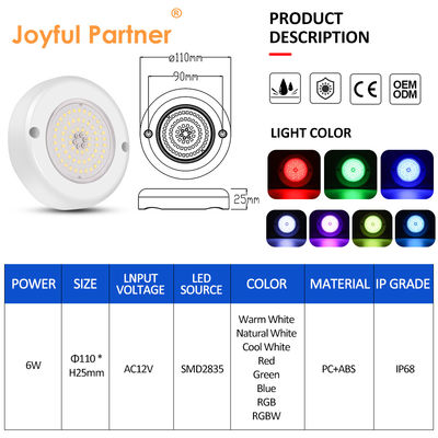 AC 12V submersible sous-marin IP68 RGB Commutateur de commande PC 15W Résine remplie Surface montée LED Pool Light