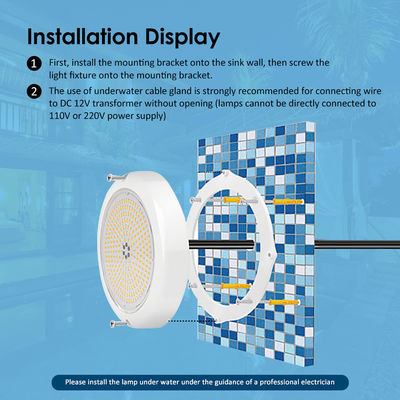 Lumière de piscine IP68 remplie de résine époxy Lumières d'aquarium RGB AC12V ABS Surface montée