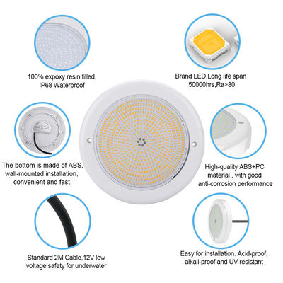 Lumières de piscine DMX IP68 18W AC12V télécommande imperméable à l'eau Matériau PC Lumière blanche