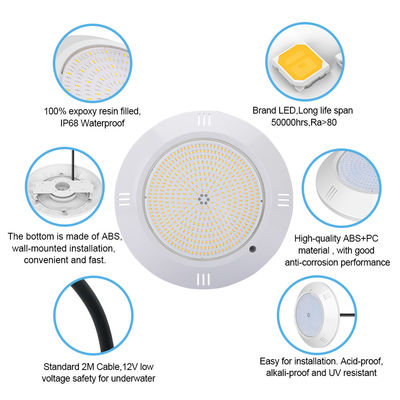 Éclairage de piscine 25W Résine de haute qualité remplie 12V IP68 Blanc chaud Pour la piscine