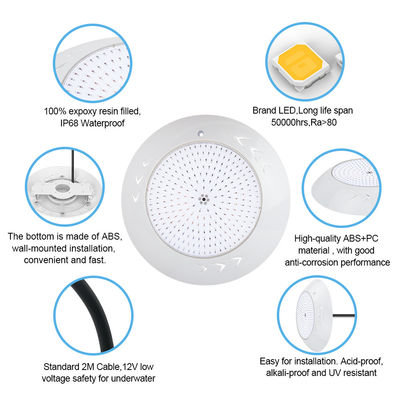 IP68 étanche à l'eau RGB Lumières de piscine SMD 2835 25W Blanc chaud Pour les piscines Décoratif