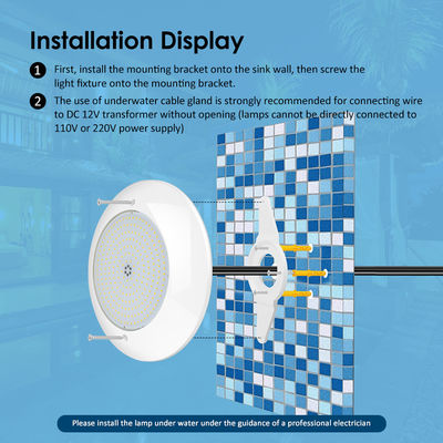 CE/RoHS/FCC/IP68 Résine remplie LED Lumières de fontaine de natation SMD 2835 AC 12V 25W Blanc chaud