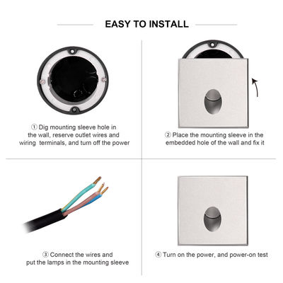 Lampe de mur LED intelligente IP65 Aluminium Carrosserie carré Forme DC 24v 1w 2w 3w Lumière d'escalier LED Pour le couloir