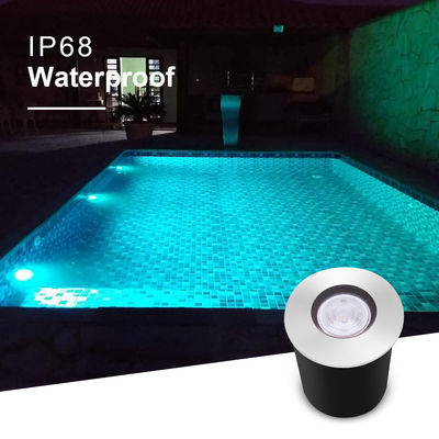 Lumières de piscine encastrées DC12 ~ 24V 1W 2W LED en acier inoxydable en couleur unique avec boîte noire ABS