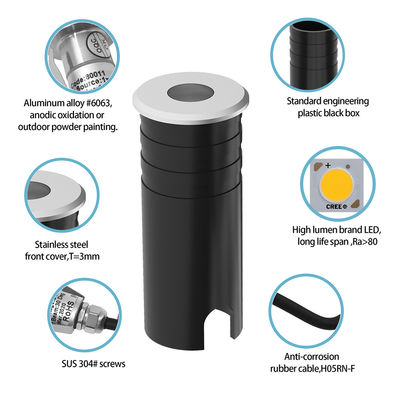 IP67 résistant à l'eau en acier inoxydable extérieur 316 Mini 1W LED en béton