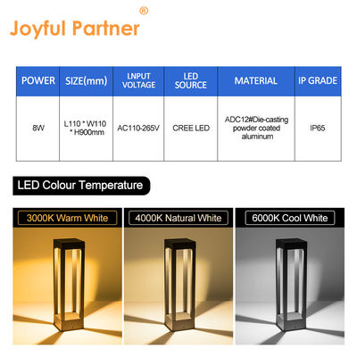 Garden Bollards Lights CREE Led 8W With Power Coated Aluminum Height 600mm AC 110-285V Single Color Dustproof