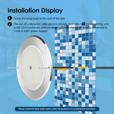 PAR56 Lumières de piscine d'eau en acier inoxydable 316 Surface montée 42W AC12/24V Par télécommande